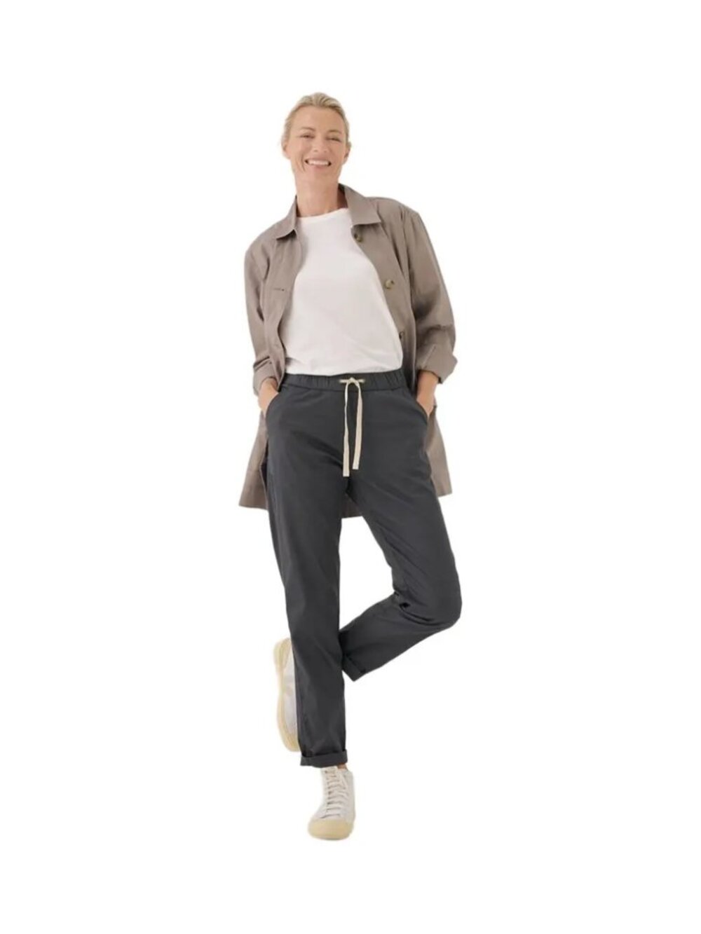 Pact Women's Charcoal Gray Track Pants with Drawstring Waist